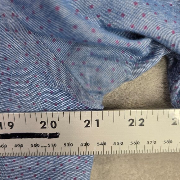 Mens Ben Sherman Tailored Skinny Fit Stretch Shirt Blue & Pink Dot Pattern 16 - Picture 5 of 8